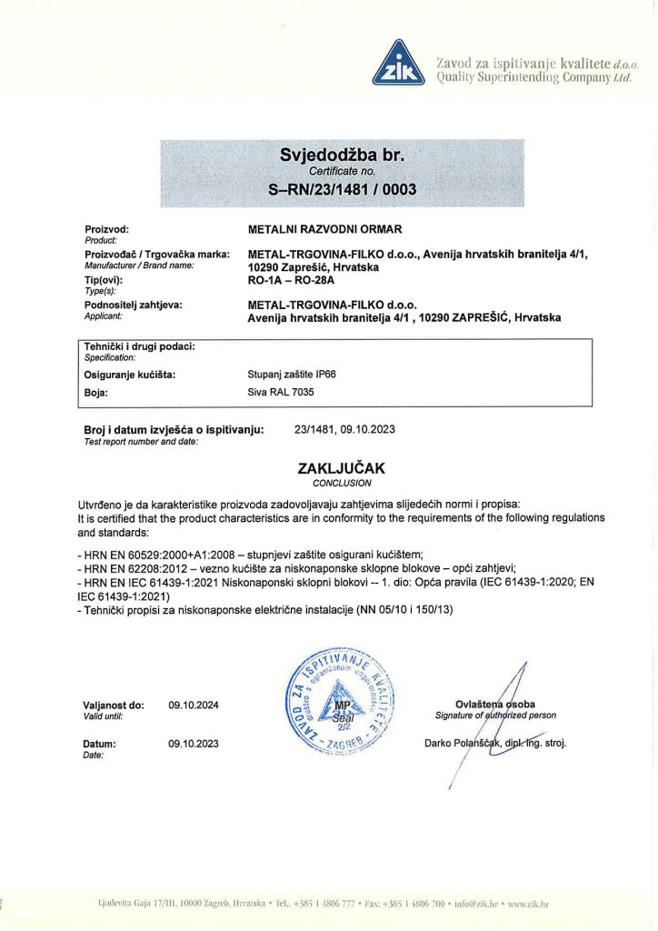 metalni razvodni ormar certifikat metal trgovina filko 03